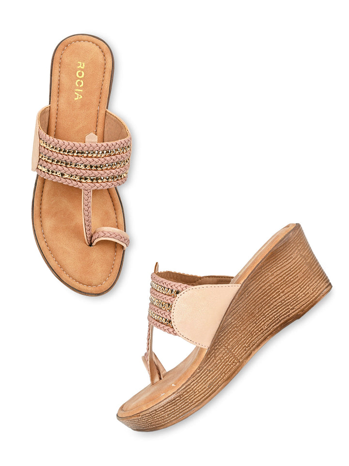 Rocia By Regal Pink Women Kolhapuri Wedges