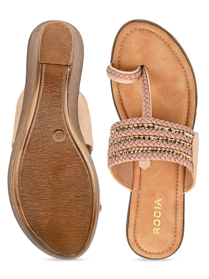 Rocia By Regal Pink Women Kolhapuri Wedges