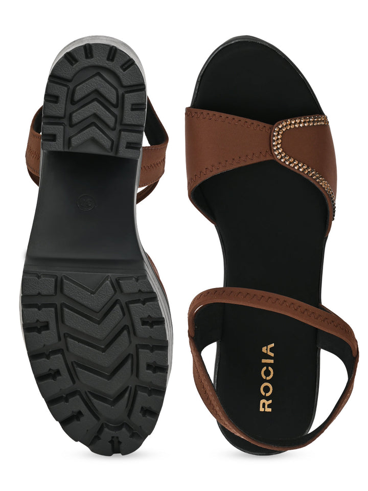 Rocia By Regal Brown Women Lycra Chunky Heels