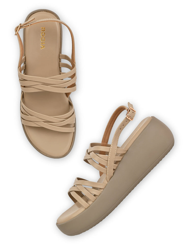 Rocia By Regal Beige Women Strappy Wedges