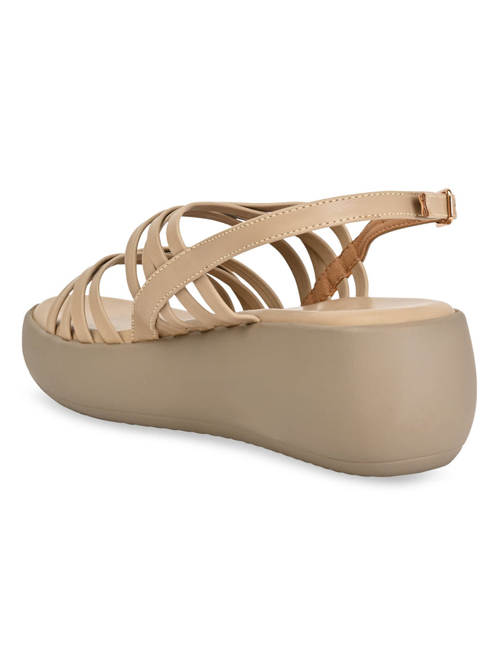 Rocia By Regal Beige Women Strappy Wedges
