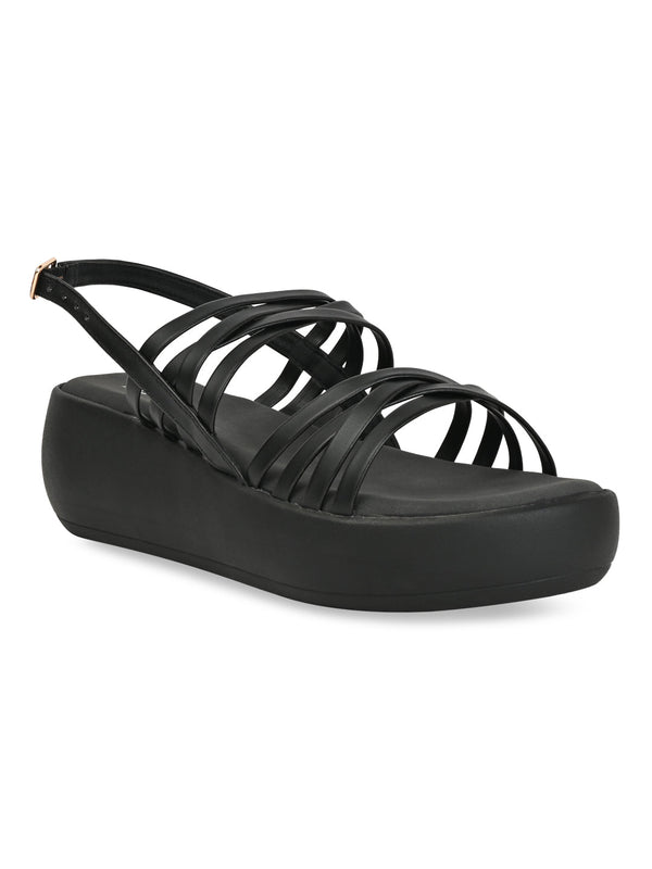 Rocia By Regal Black Women Strappy Wedges