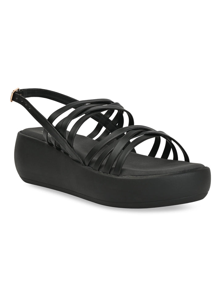 Rocia By Regal Black Women Strappy Wedges