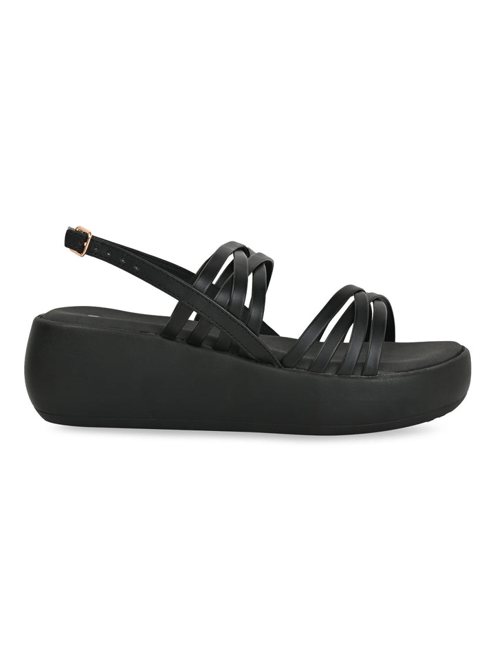 Rocia By Regal Black Women Strappy Wedges