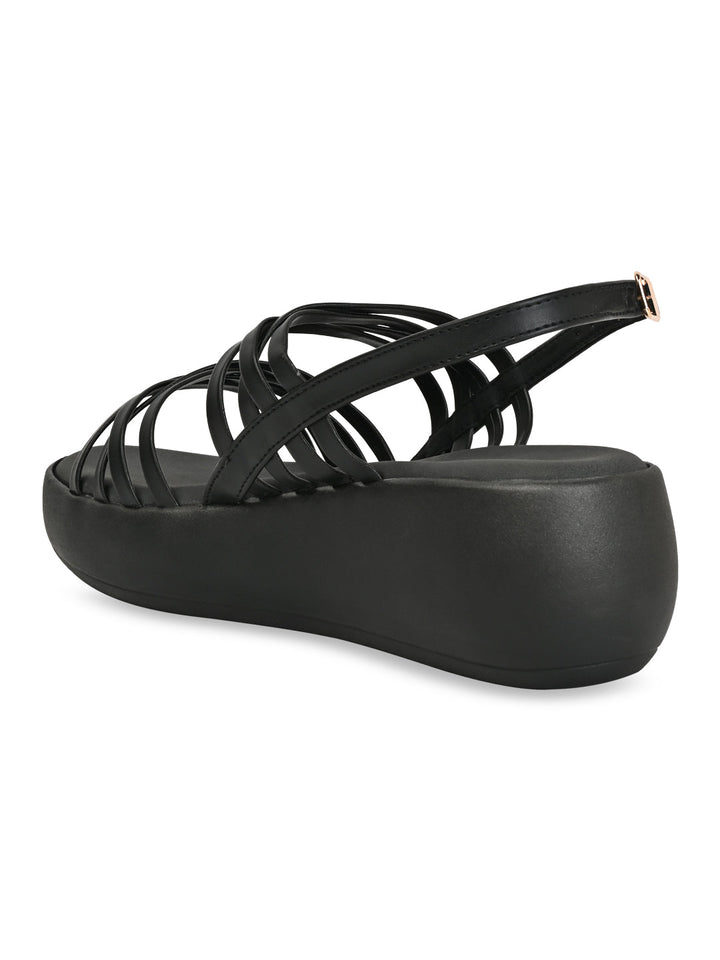 Rocia By Regal Black Women Strappy Wedges