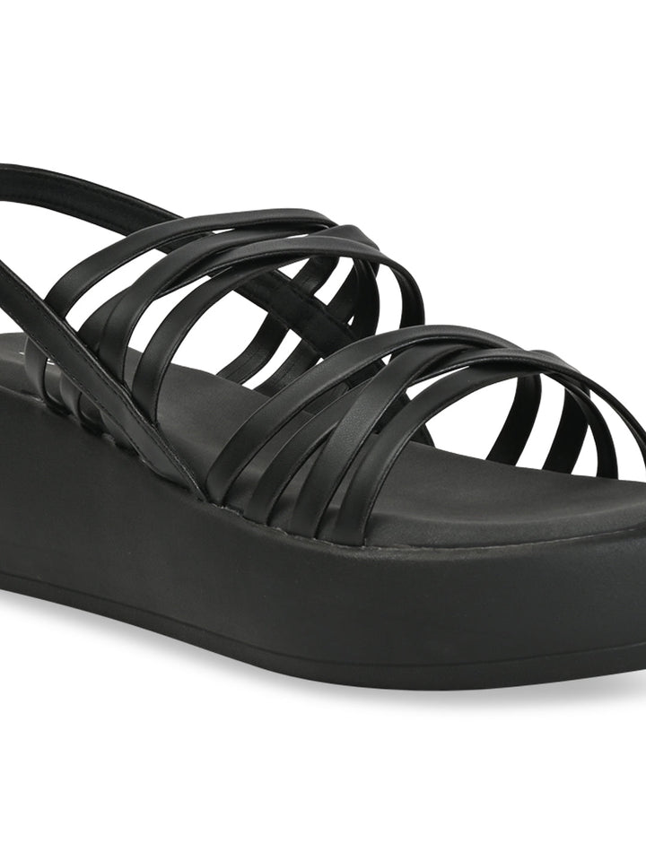 Rocia By Regal Black Women Strappy Wedges