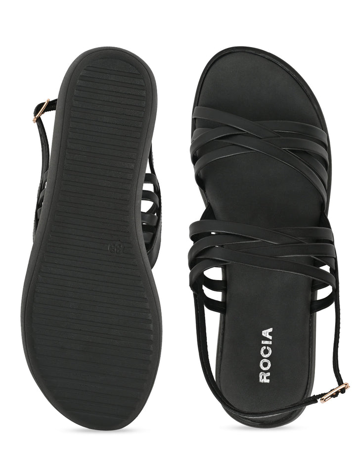 Rocia By Regal Black Women Strappy Wedges