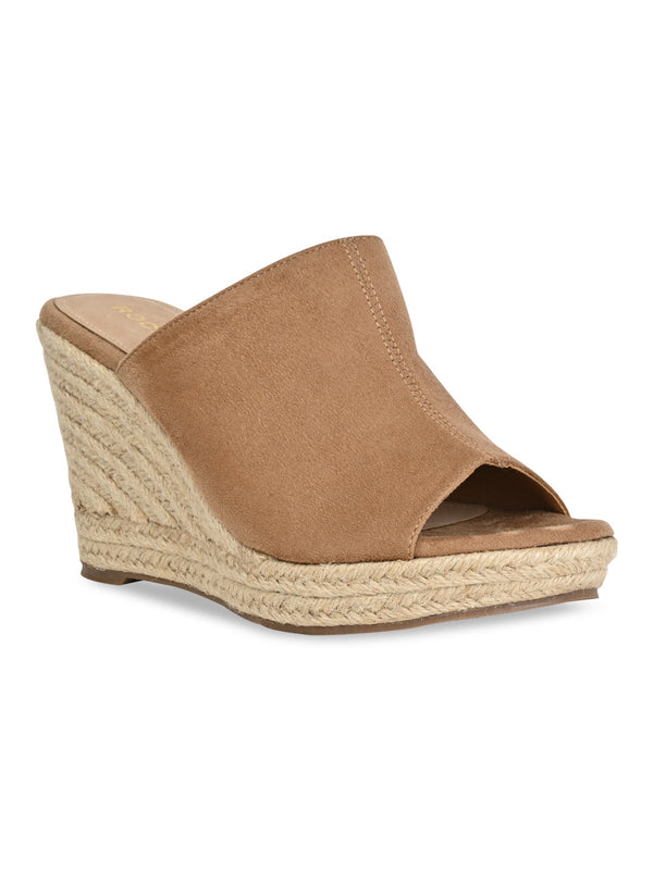 Rocia By Regal Camel Women High Heel Suede Espadrilles