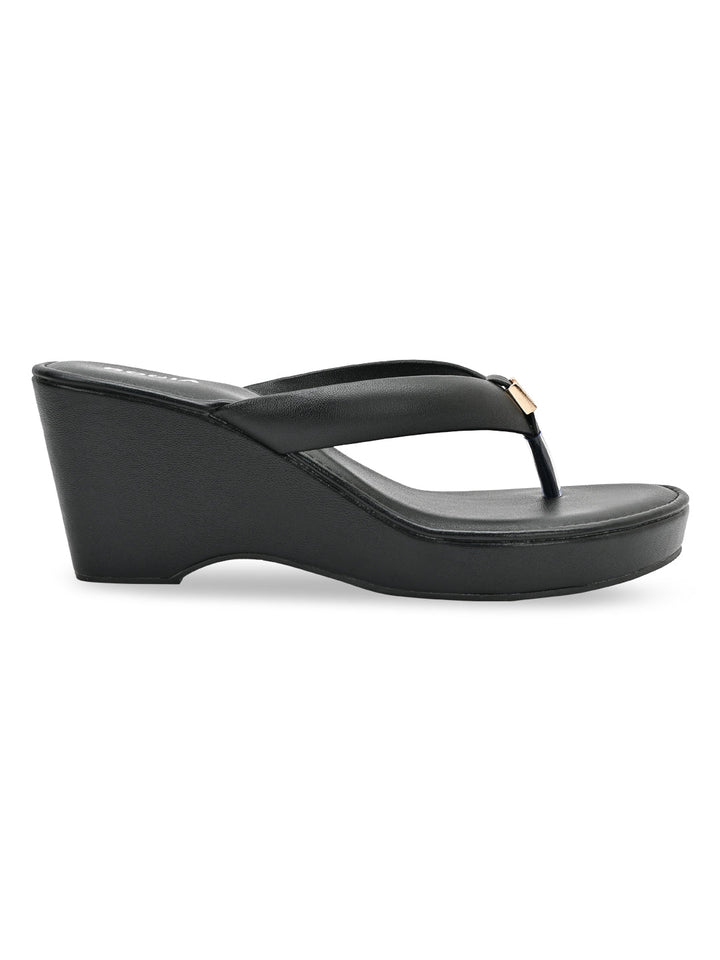 Rocia By Regal Black Women Casual High Wedges