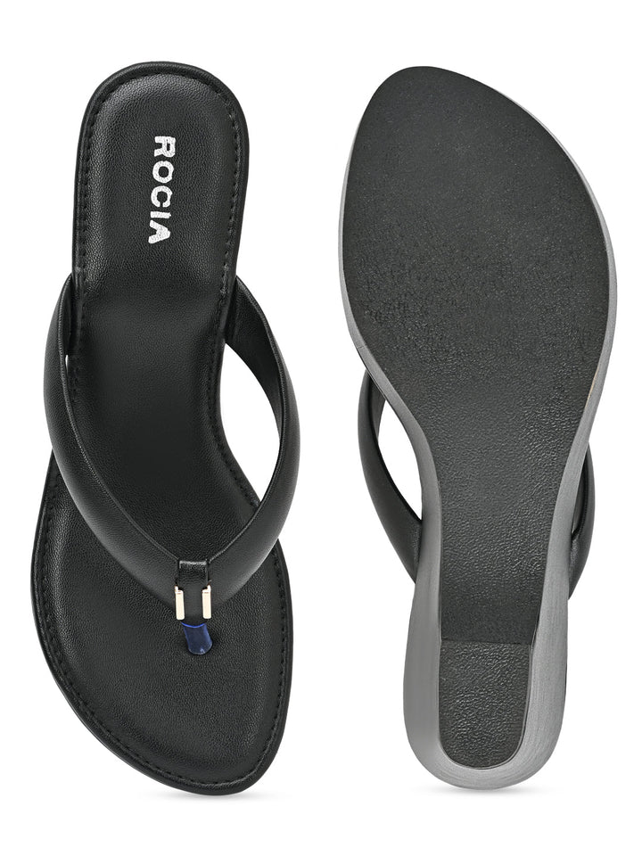 Rocia By Regal Black Women Casual High Wedges