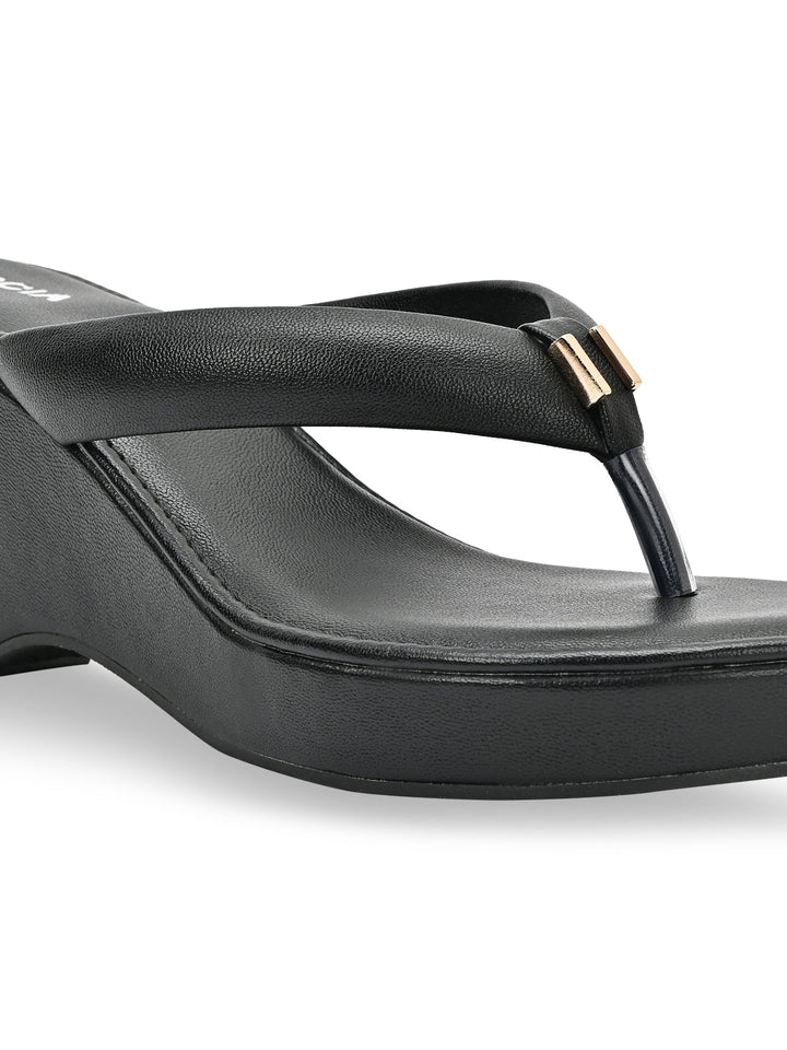 Rocia By Regal Black Women Casual High Wedges