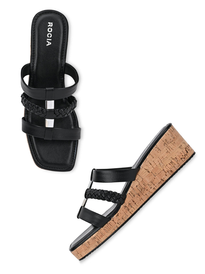 Rocia By Regal Black Women Casual Wedges