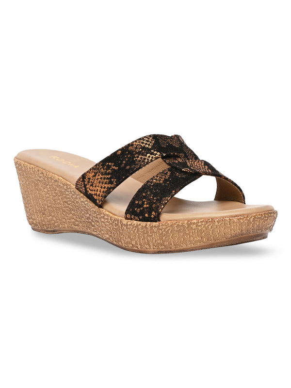 Rocia By Regal Bronze Women Shimmery Platform Sandals