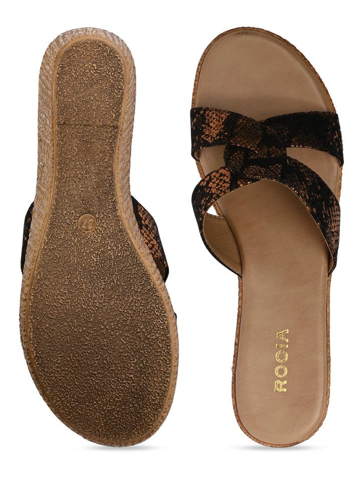 Rocia By Regal Bronze Women Shimmery Platform Sandals
