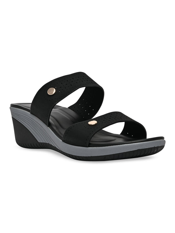 Rocia By Regal Black Women Casual Laser Cut Platforms
