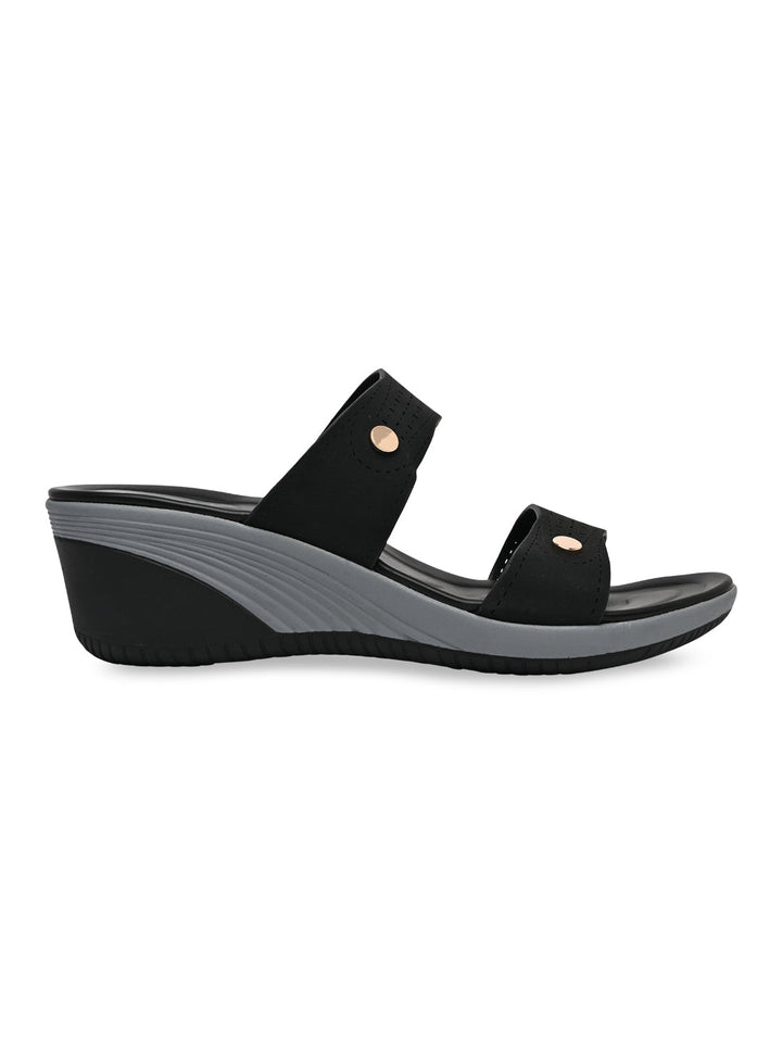 Rocia By Regal Black Women Casual Laser Cut Platforms