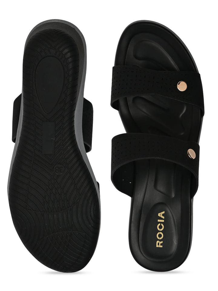 Rocia By Regal Black Women Casual Laser Cut Platforms