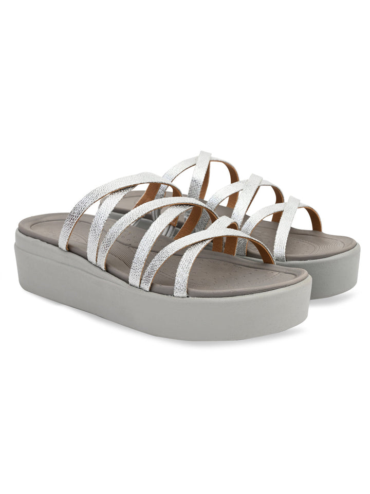 Rocia By Regal Silver Women Strappy Casual Wedges
