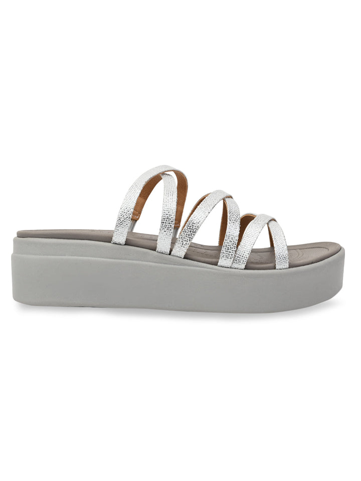 Rocia By Regal Silver Women Strappy Casual Wedges