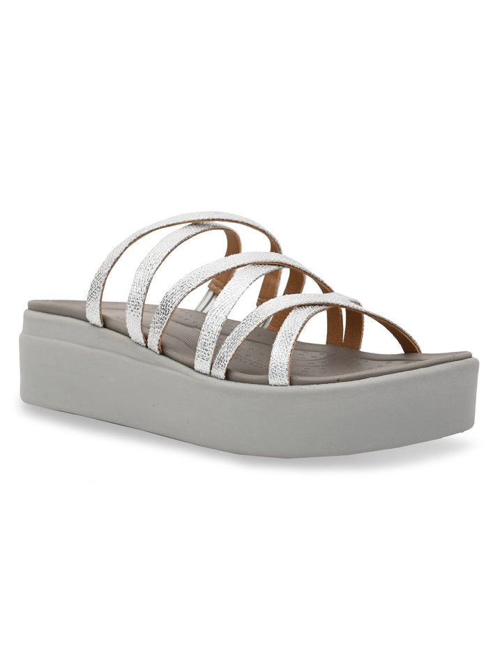 Rocia By Regal Silver Women Strappy Casual Wedges