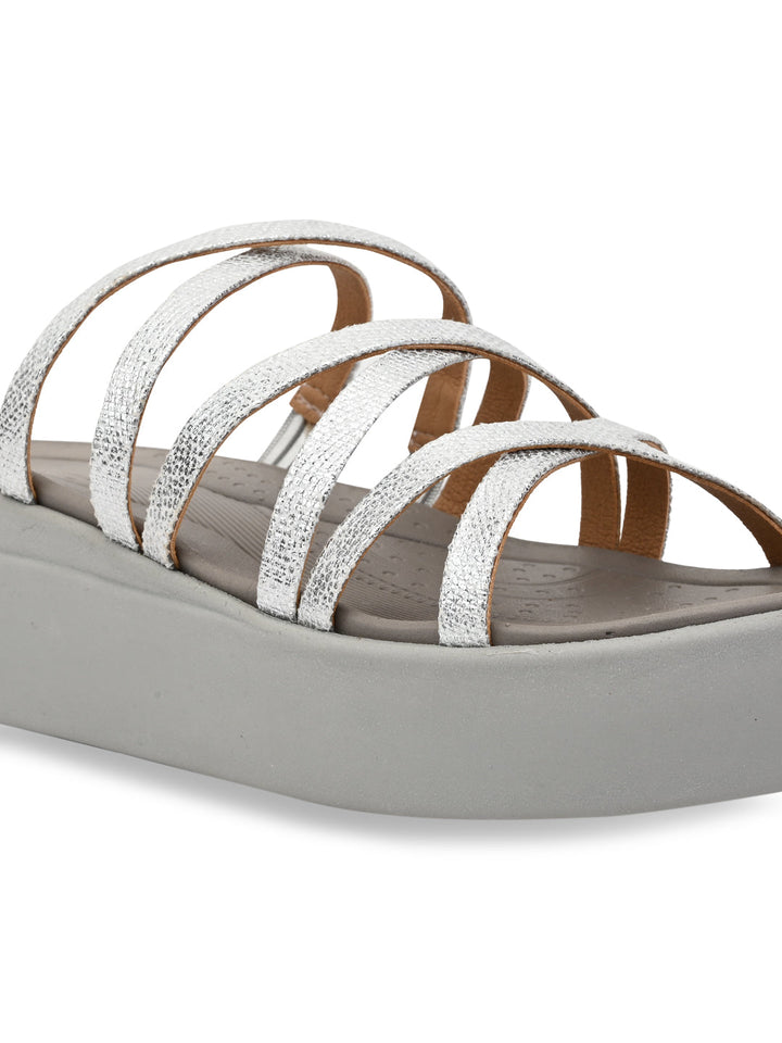 Rocia By Regal Silver Women Strappy Casual Wedges