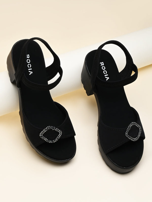 Rocia By Regal Black Women Casual Platform Sandals