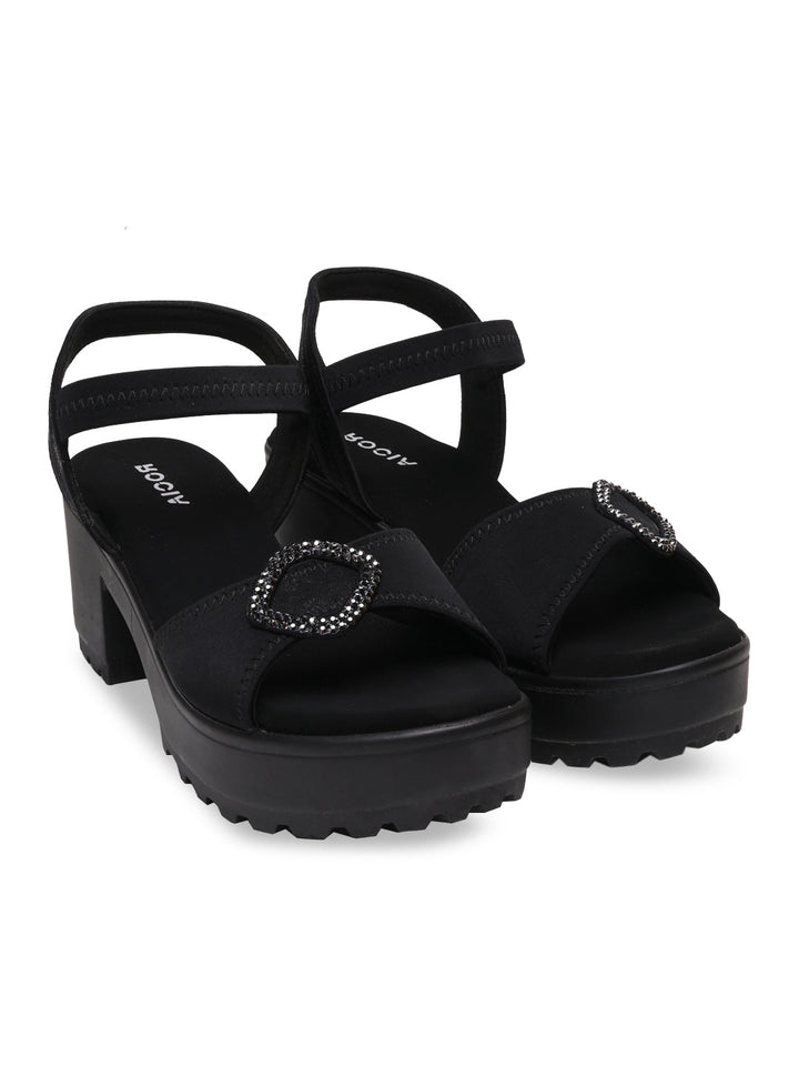 Rocia By Regal Black Women Casual Platform Sandals