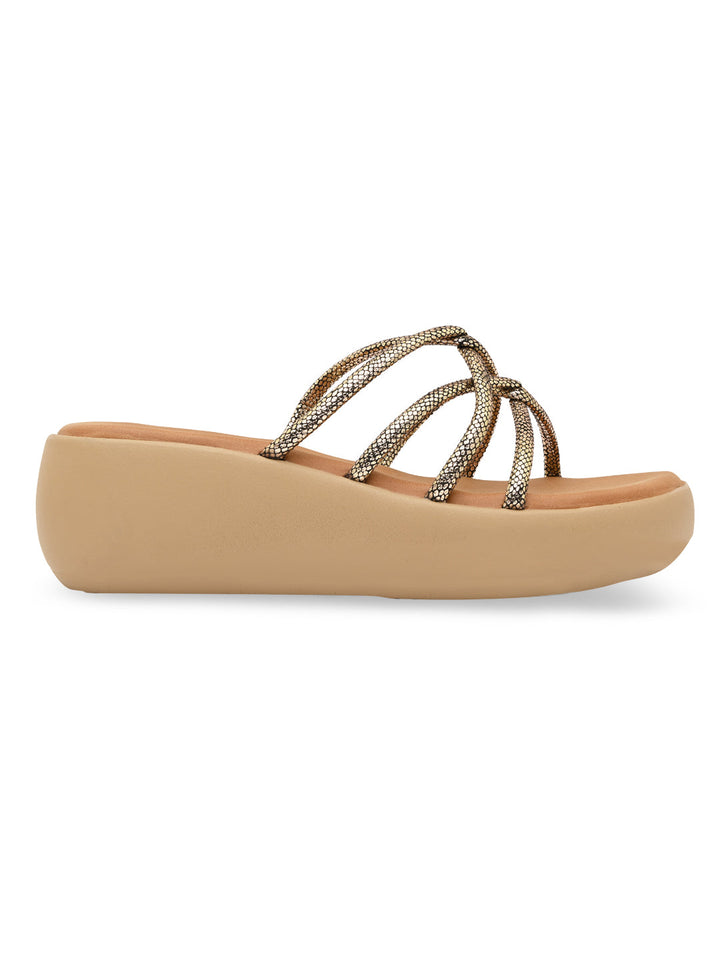 Rocia By Regal Bronze Women Criss Cross Platforms