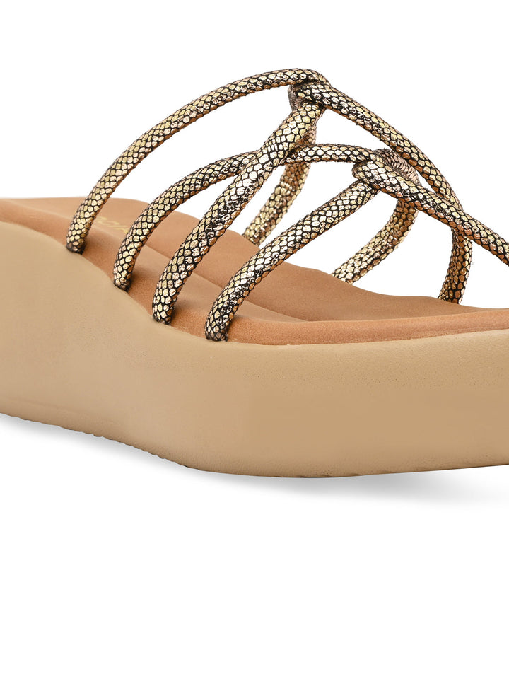 Rocia By Regal Bronze Women Criss Cross Platforms