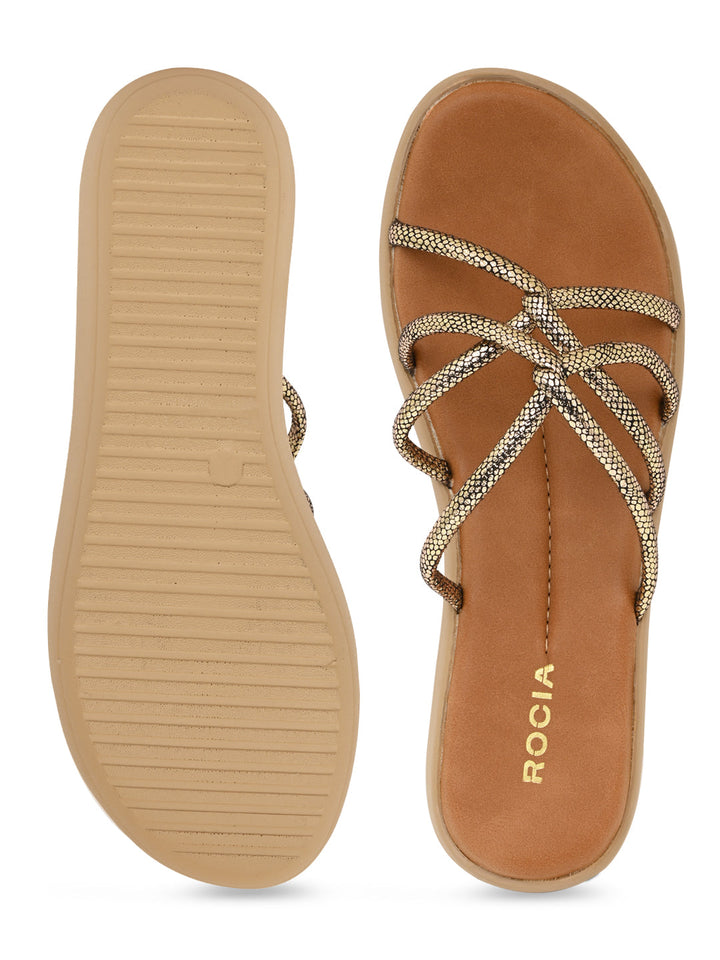 Rocia By Regal Bronze Women Criss Cross Platforms