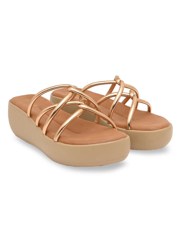 Rocia By Regal Rose Gold Women Criss Cross Platforms