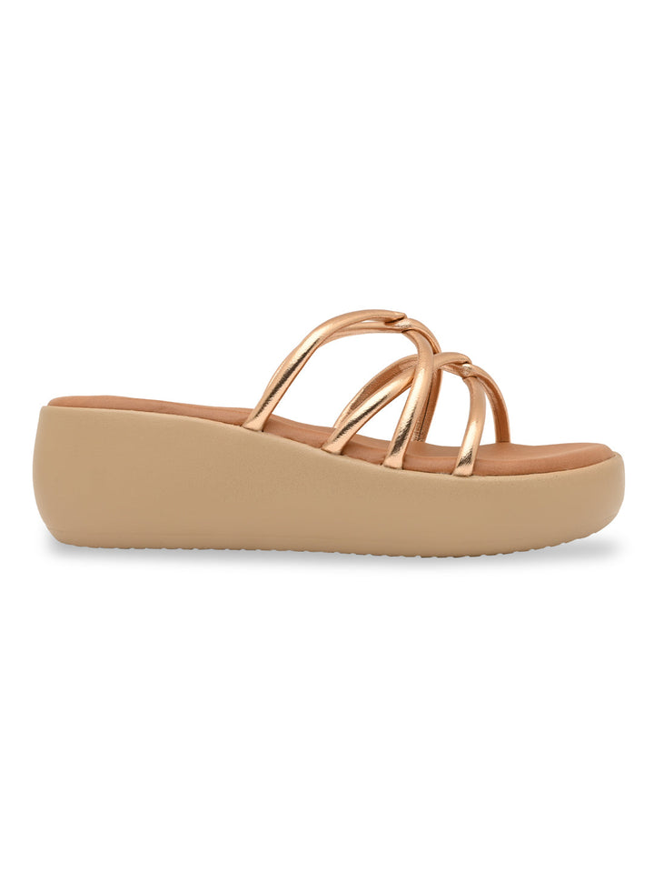 Rocia By Regal Rose Gold Women Criss Cross Platforms