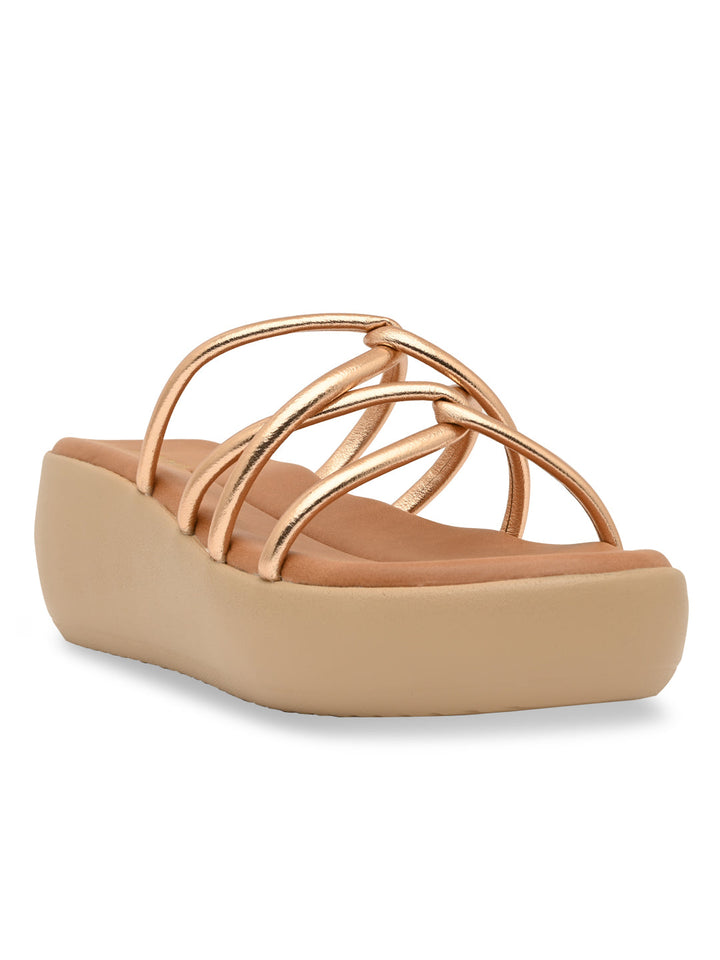 Rocia By Regal Rose Gold Women Criss Cross Platforms
