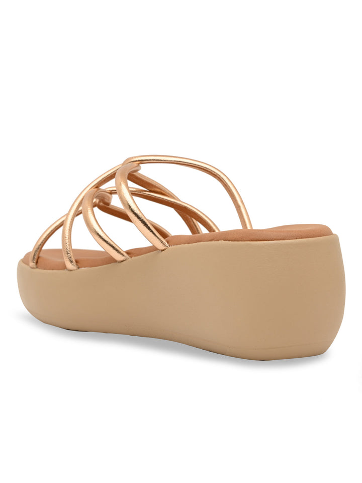 Rocia By Regal Rose Gold Women Criss Cross Platforms