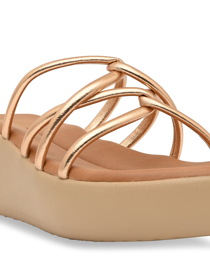 Rocia By Regal Rose Gold Women Criss Cross Platforms
