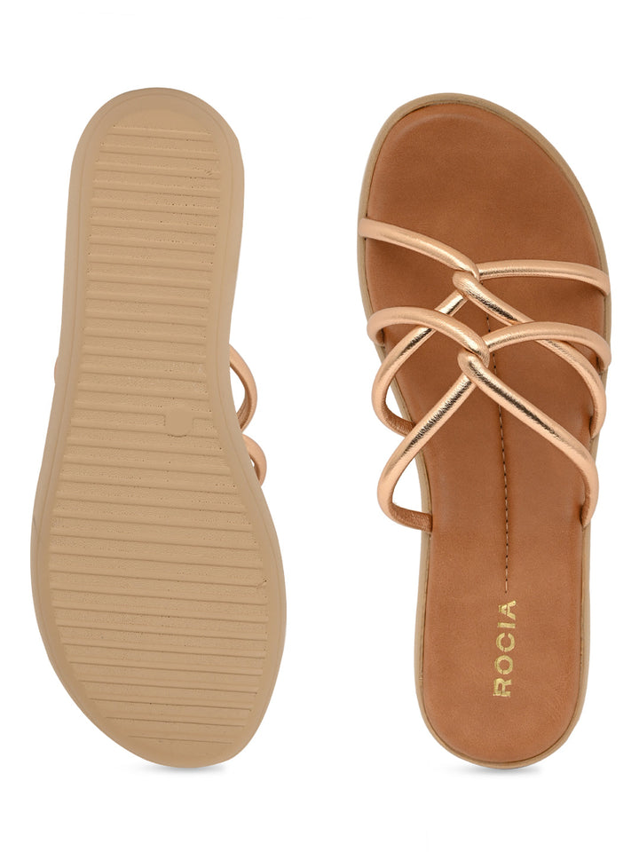 Rocia By Regal Rose Gold Women Criss Cross Platforms
