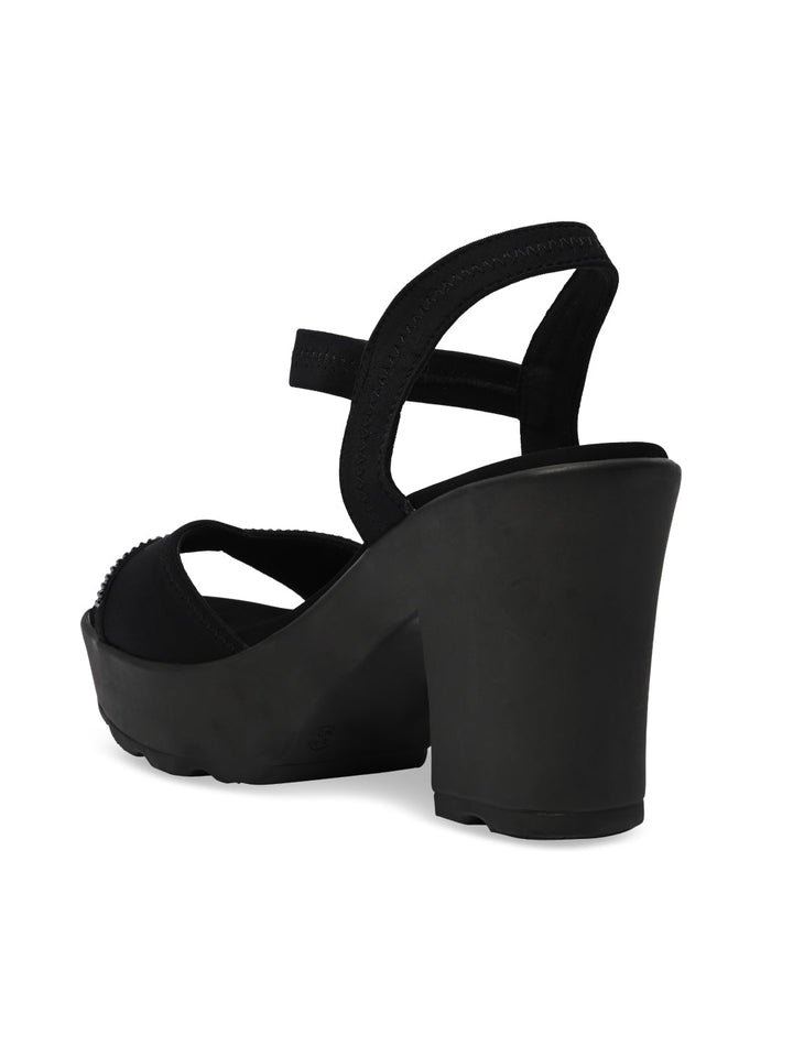 Rocia By Regal Black Women Diamond Studded High Heel Platforms