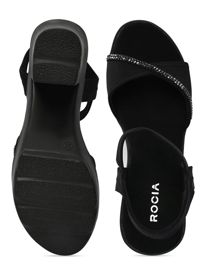 Rocia By Regal Black Women Diamond Studded High Heel Platforms