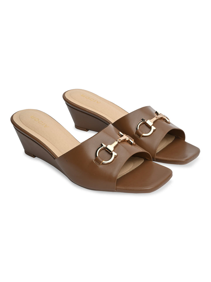 Rocia By Regal Chickoo Women Classic Buckled Wedges