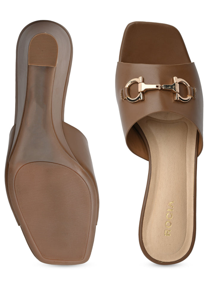 Rocia By Regal Chickoo Women Classic Buckled Wedges