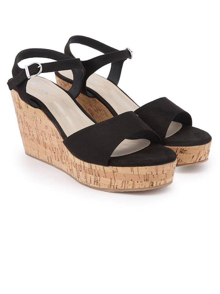 Rocia By Regal Black Women Classic Ankle Strap Platforms