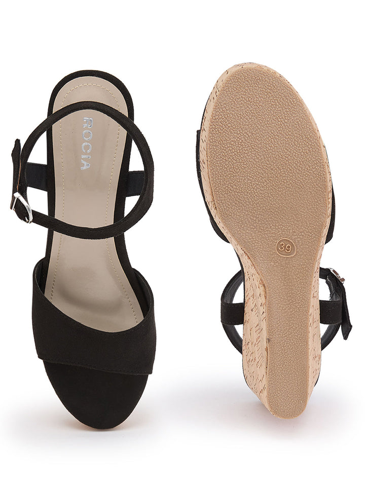 Rocia By Regal Black Women Classic Ankle Strap Platforms