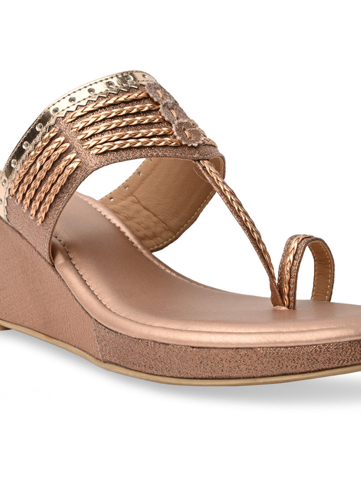 Rocia By Regal Rose Gold Women Kolhapuri Wedges