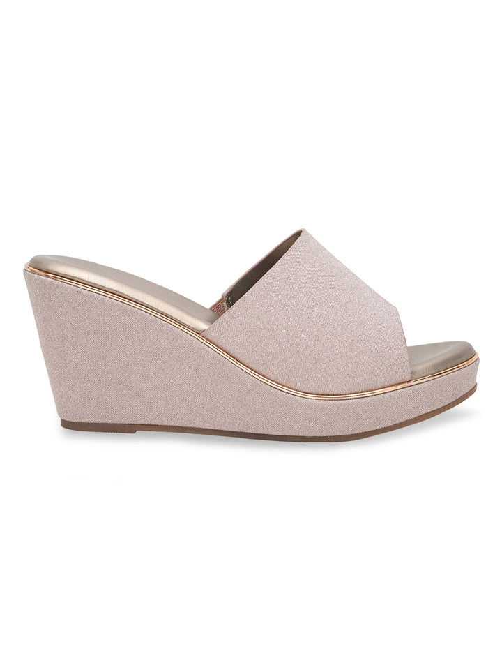 Rocia By Regal Rose Gold Women Slip On Shimmery High Platforms