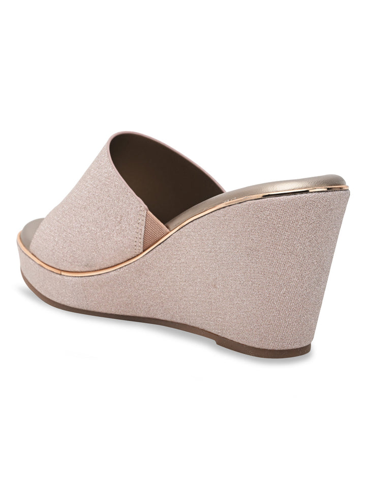 Rocia By Regal Rose Gold Women Slip On Shimmery High Platforms