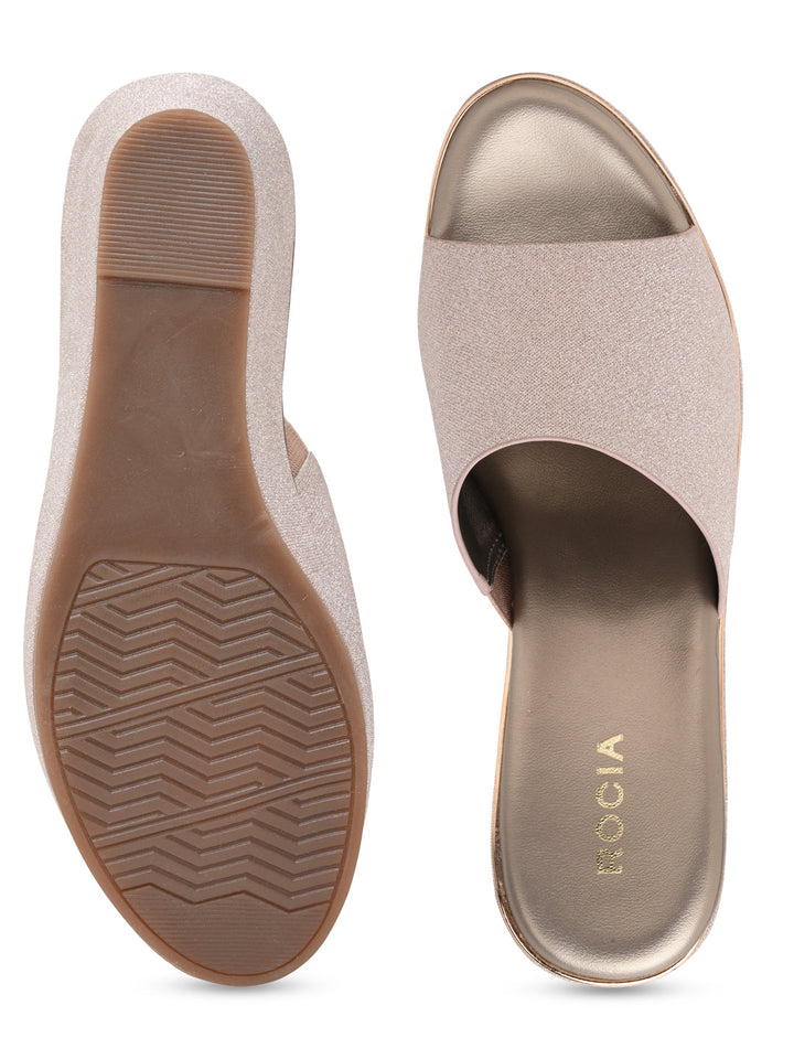 Rocia By Regal Rose Gold Women Slip On Shimmery High Platforms