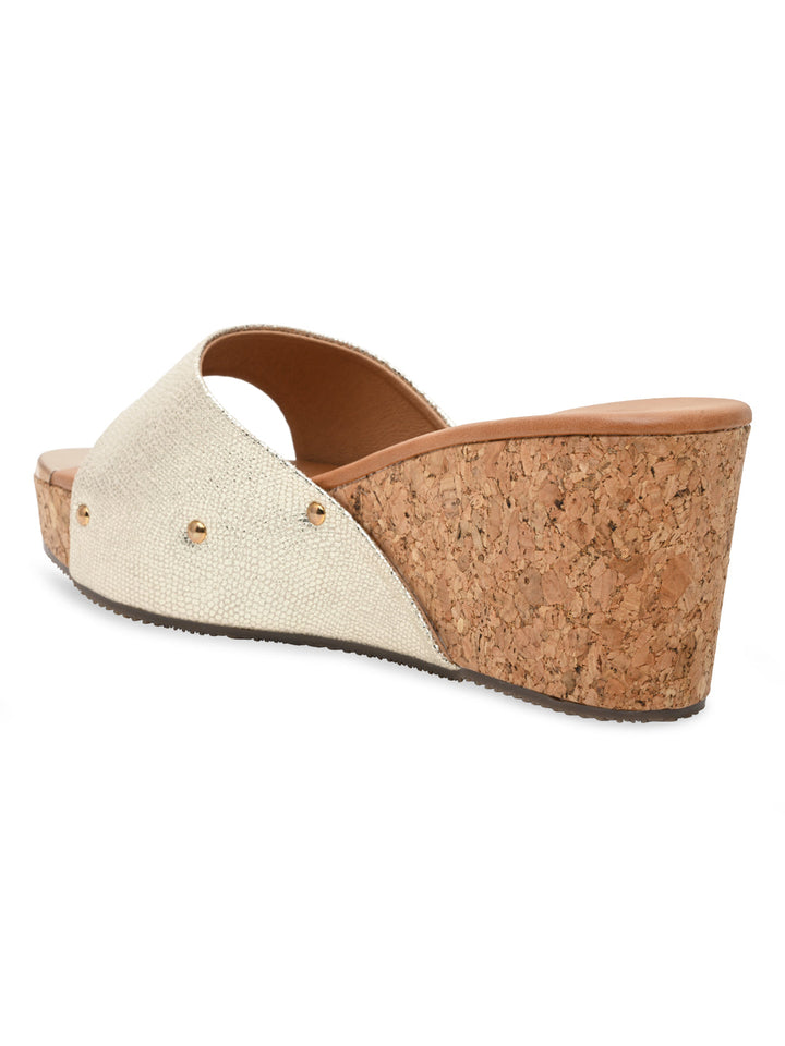 Rocia By Regal Gold Women Slip On High Wedges