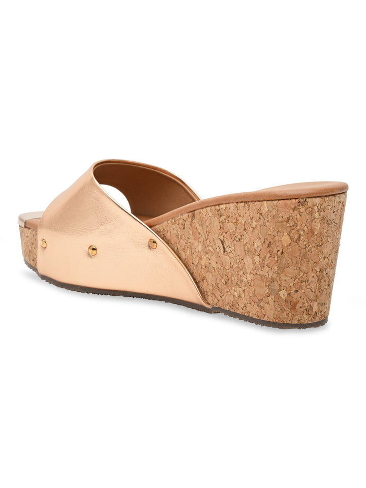 Rocia By Regal Rose Gold Women Slip On High Wedges