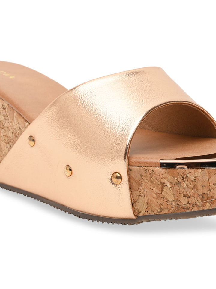 Rocia By Regal Rose Gold Women Slip On High Wedges