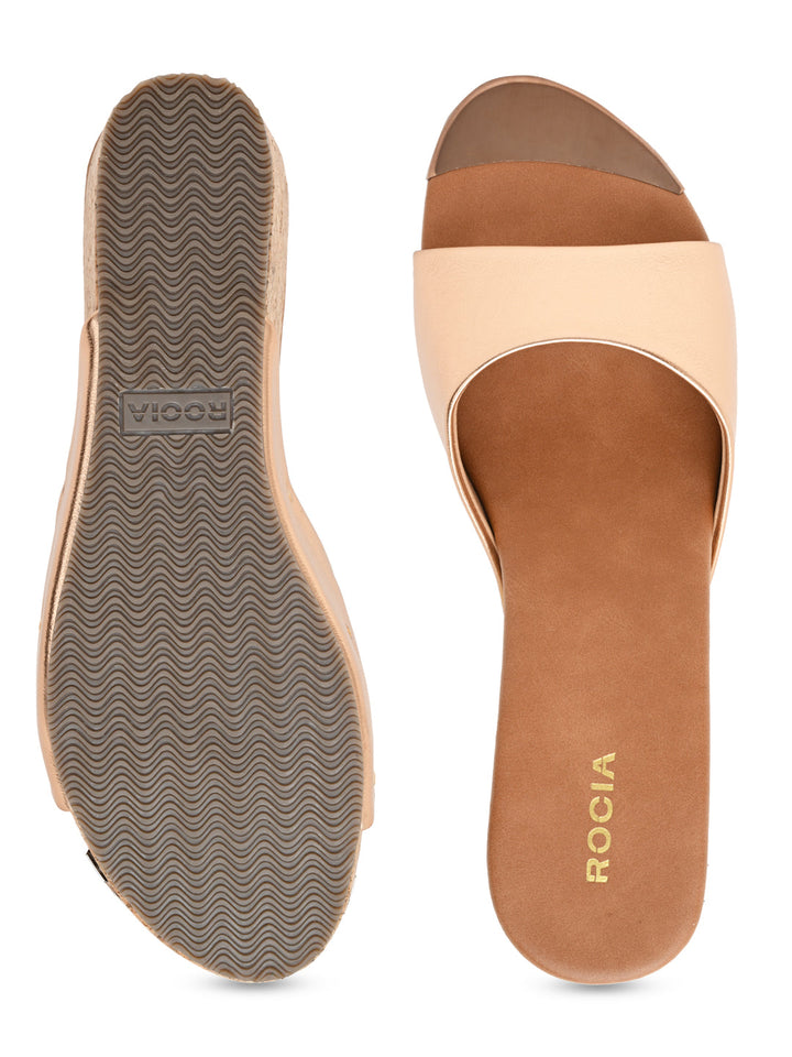 Rocia By Regal Rose Gold Women Slip On High Wedges